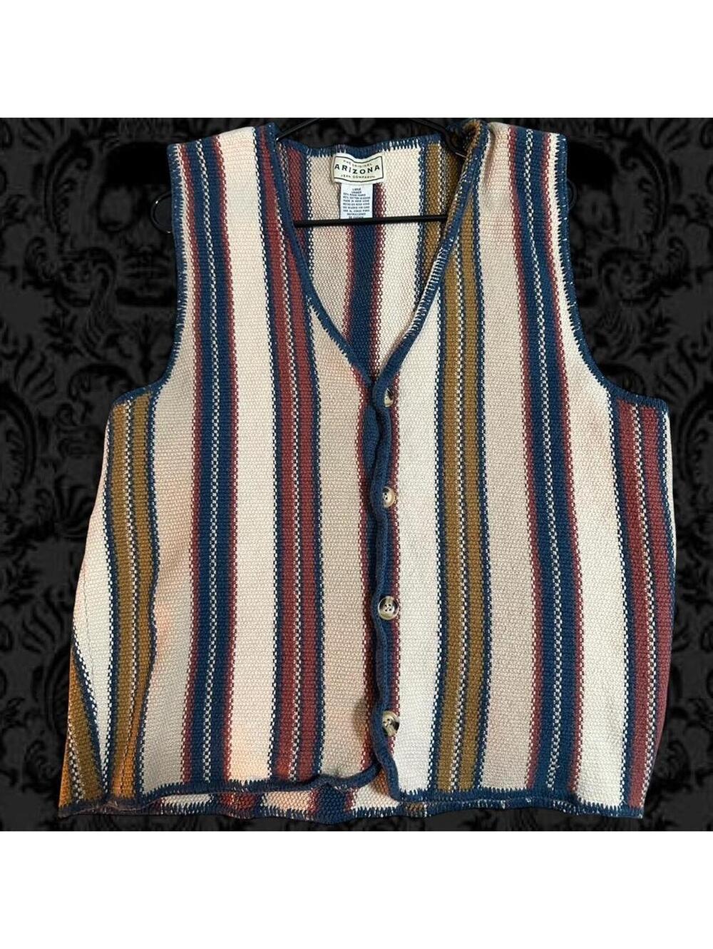 Vintage Arizona multi-colored striped vest in a L